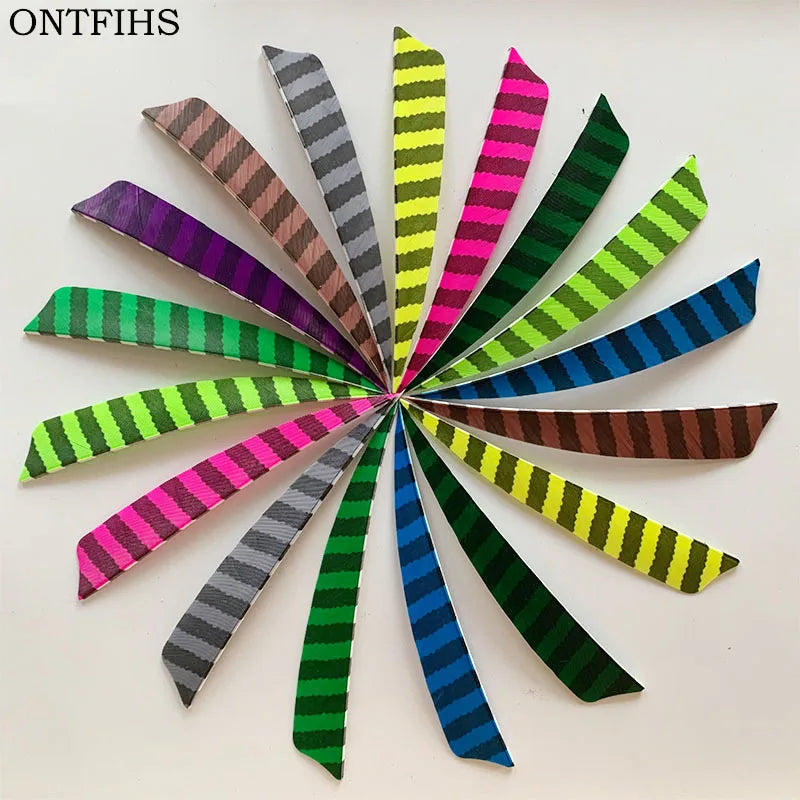 ONTFIHS Shield One Side Striped 5" Arrow Feathers Fletchings