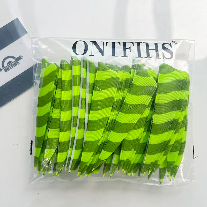 50PCS ONTFIHS 3" Shield Barred Arrow Feathers Fletchings RW LW