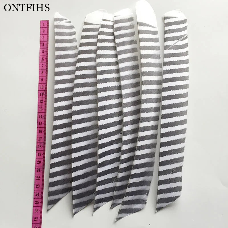 18Pcs/Lot ONTFIHS Archery Fletches Striped Full Length Real Turkey Feather Arrow Feather Fletchings