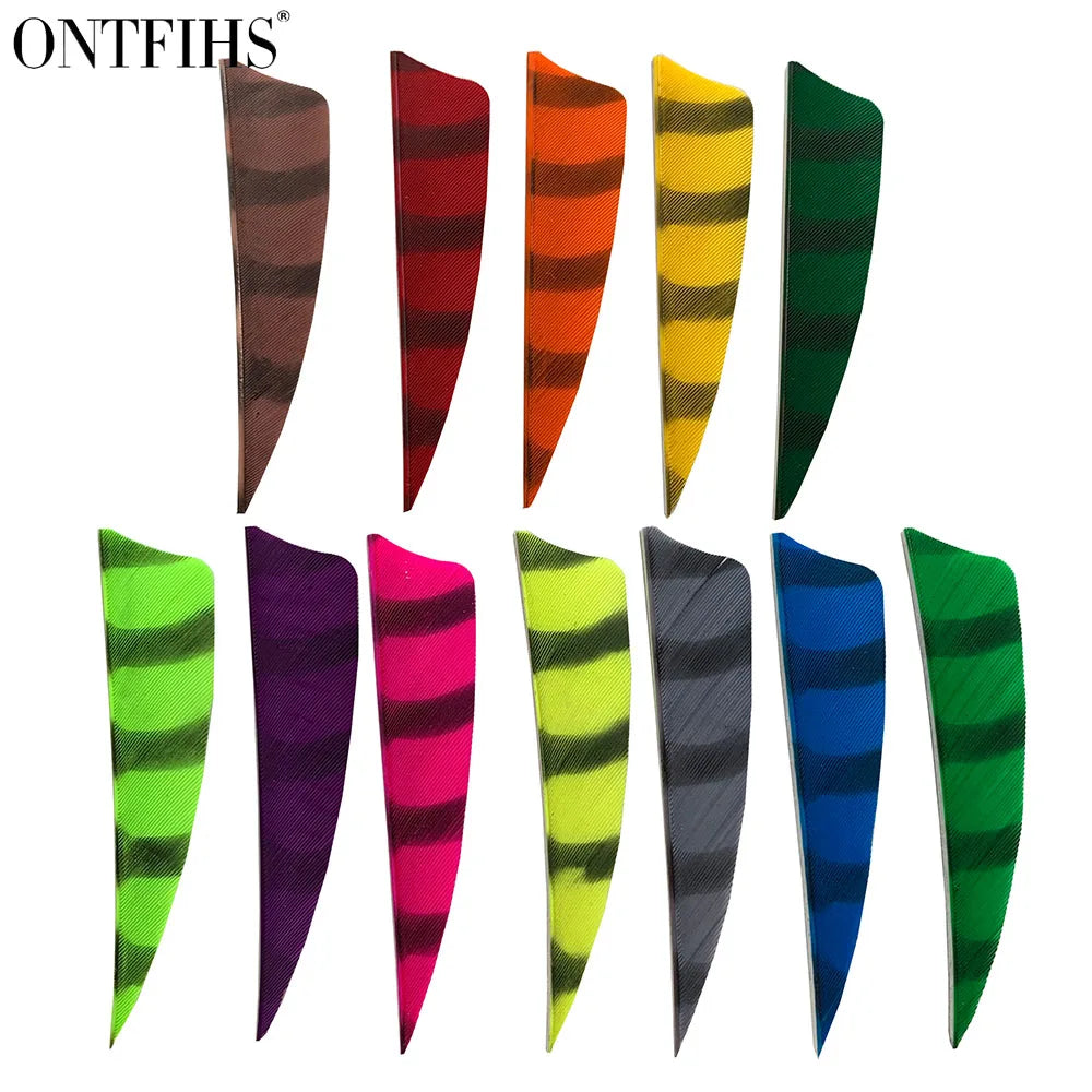 50PCS ONTFIHS 3" Shield Barred Arrow Feathers Fletchings RW LW