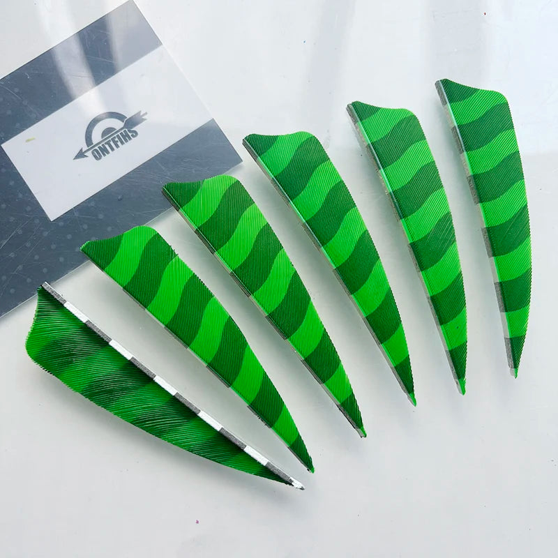 50PCS ONTFIHS 3" Shield Barred Arrow Feathers Fletchings RW LW