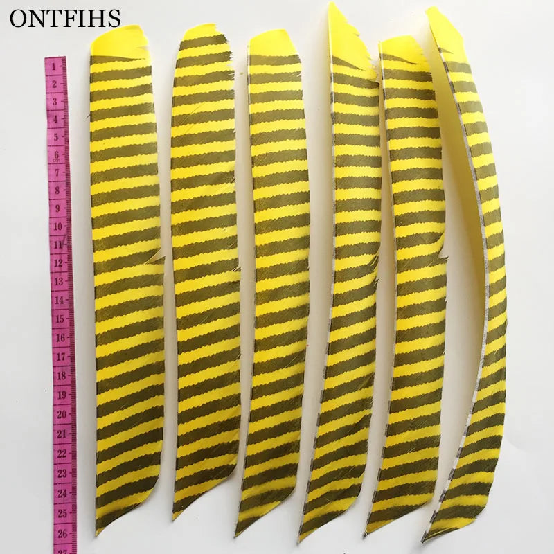 18Pcs/Lot ONTFIHS Archery Fletches Striped Full Length Real Turkey Feather Arrow Feather Fletchings