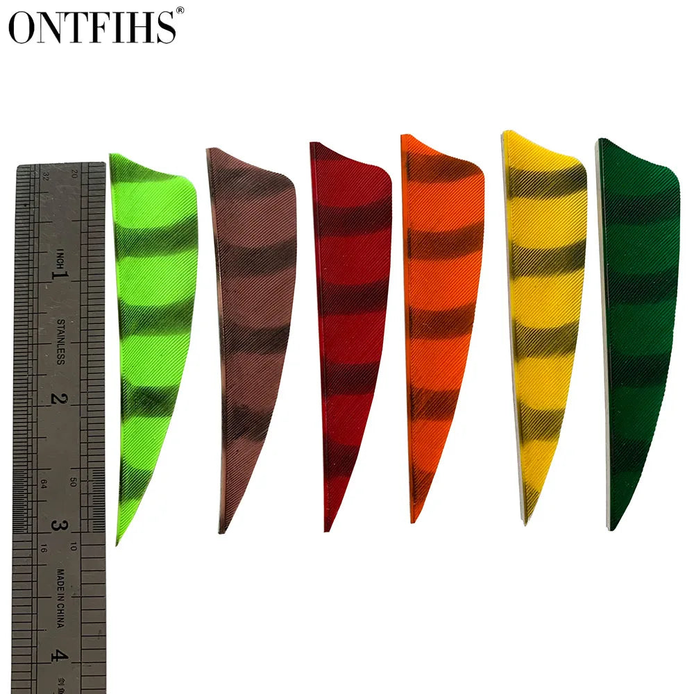 50PCS ONTFIHS 3" Shield Barred Arrow Feathers Fletchings RW LW