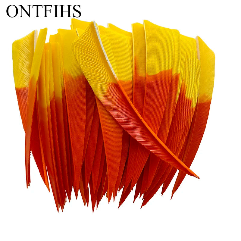 50 Pcs 4Inch Vanes Natural Turkey Feather Shield Cut Fletches Arrows Parts Archery DIY Accessories