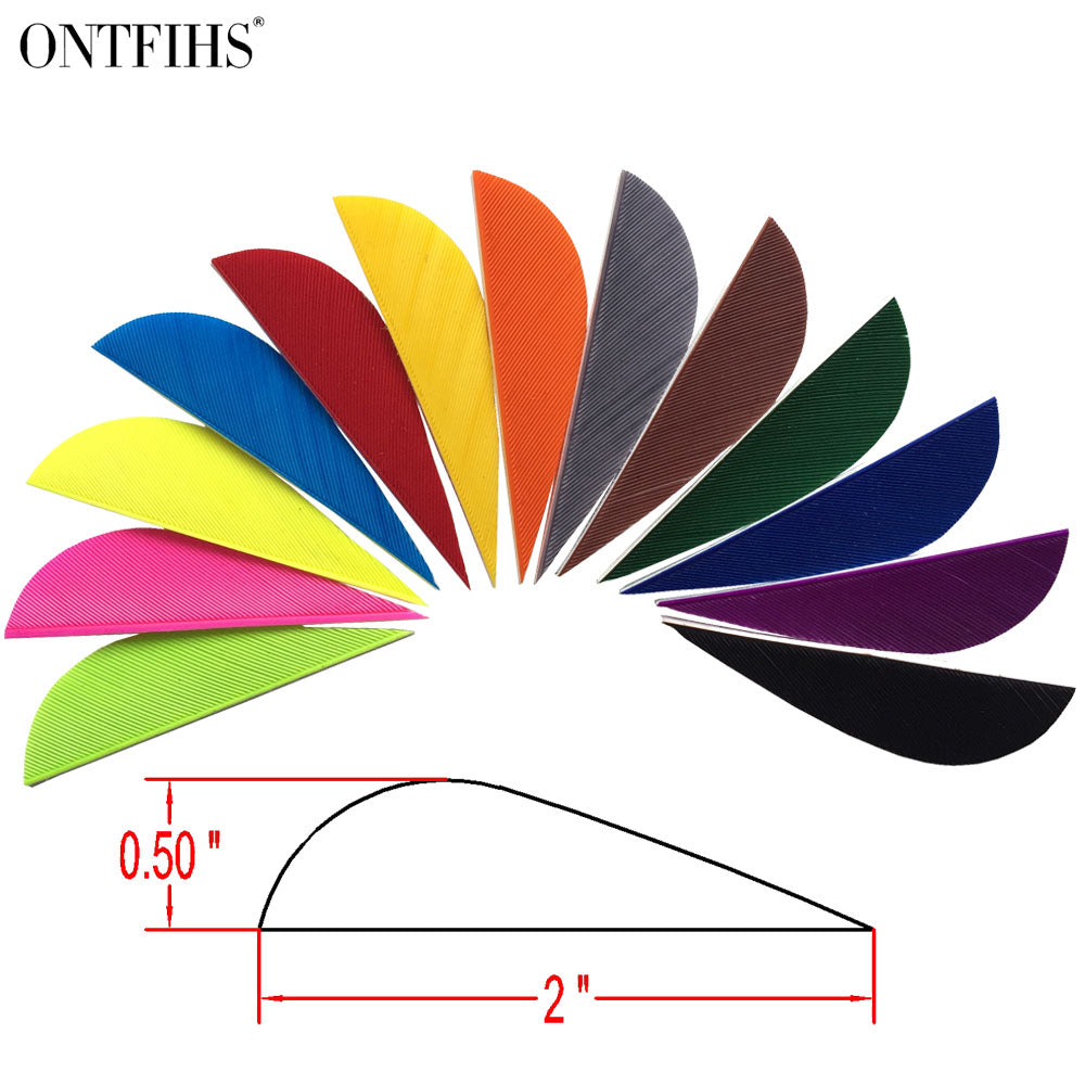 ONTFIHS 2" Solid Color Parabolic Arrow Feathers Fletchings