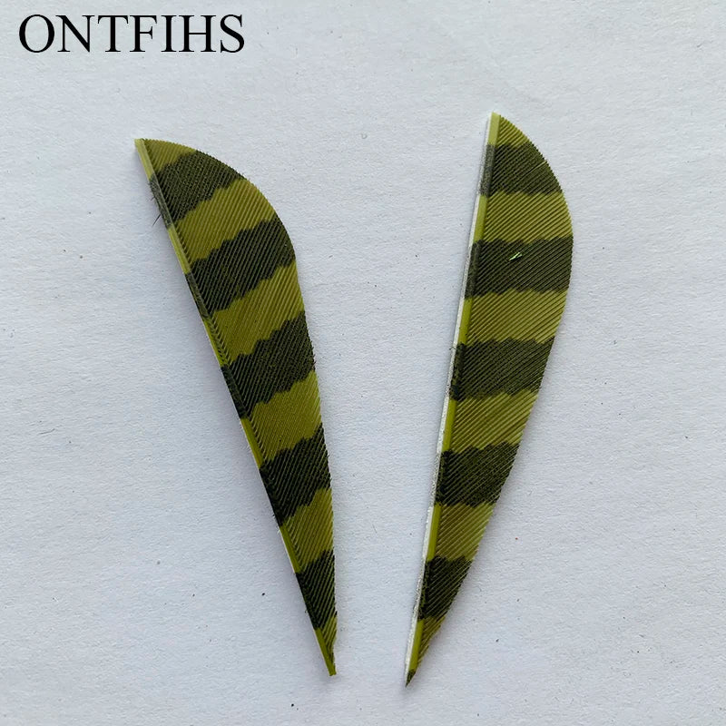 ONTFIHS Parabolic One Side Striped 2.5" Arrow Feathers Fletchings