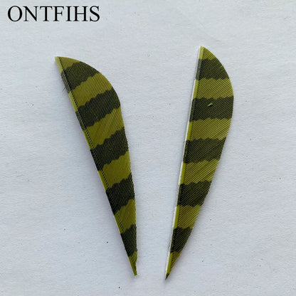 ONTFIHS Parabolic One Side Striped 2.5" Arrow Feathers Fletchings