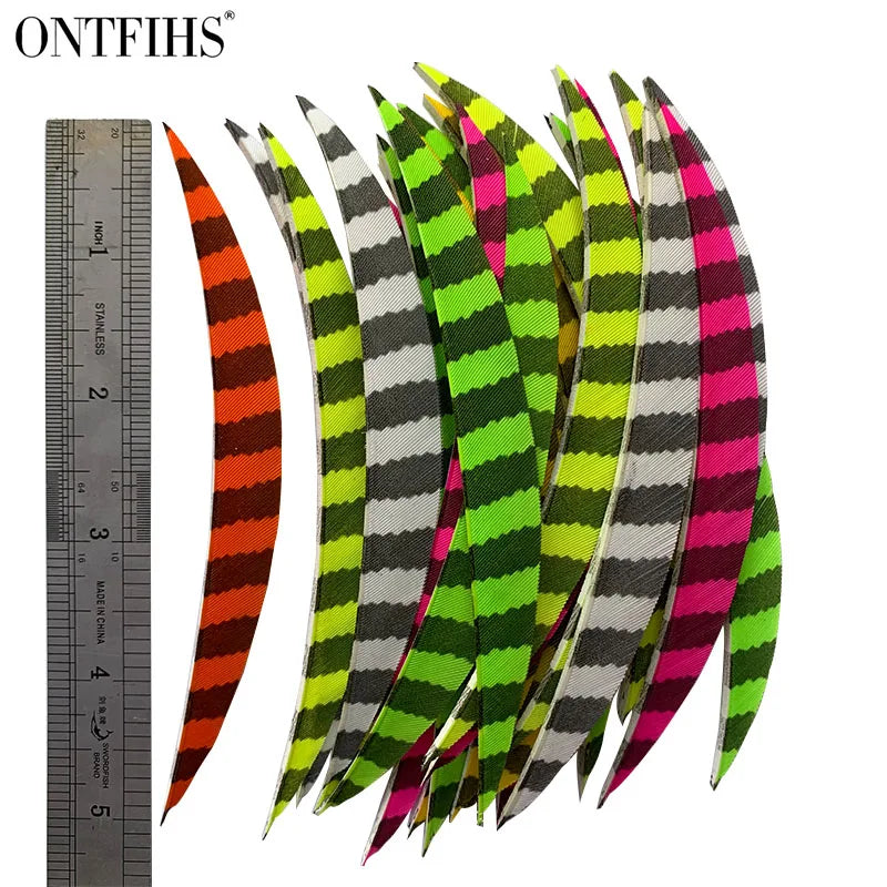 ONTFIHS Banana One Side Striped 5" Arrow Feathers Fletchings