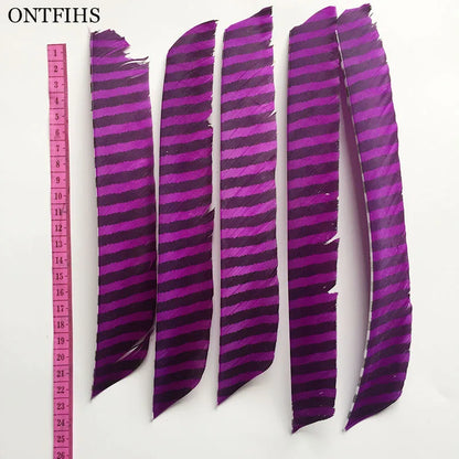 18Pcs/Lot ONTFIHS Archery Fletches Striped Full Length Real Turkey Feather Arrow Feather Fletchings