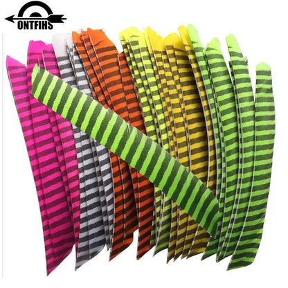 18Pcs/Lot ONTFIHS Archery Fletches Striped Full Length Real Turkey Feather Arrow Feather Fletchings