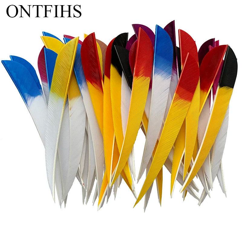 ONTFIHS 5" Gradient Colors Parabolic Arrow Feathers Fletchings