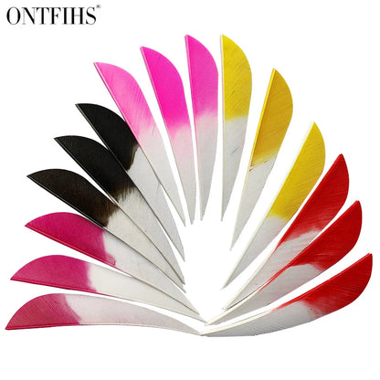 ONTFIHS 3" Gradient Colors Parabolic Arrow Feathers Fletchings