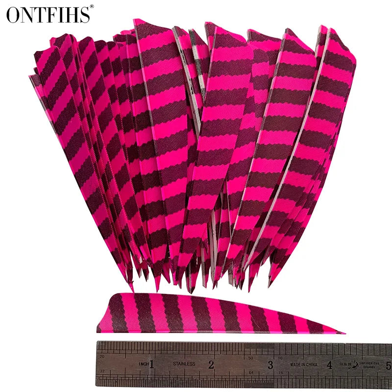 ONTFIHS Shield One Side Striped 4" Arrow Feathers Fletchings