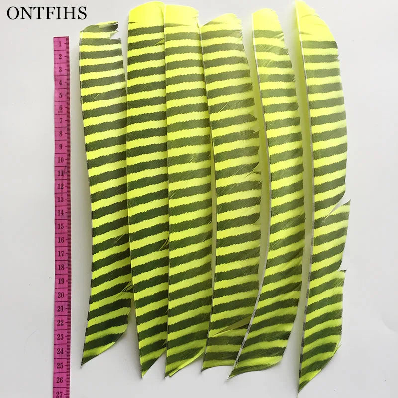 18Pcs/Lot ONTFIHS Archery Fletches Striped Full Length Real Turkey Feather Arrow Feather Fletchings