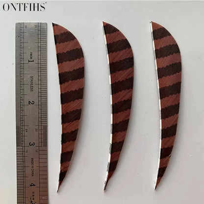 ONTFIHS 4" Parabolic One Side Striped Arrow Feathers Fletchings