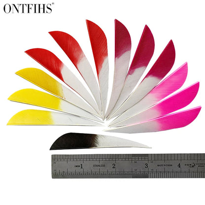 ONTFIHS 3" Gradient Colors Parabolic Arrow Feathers Fletchings