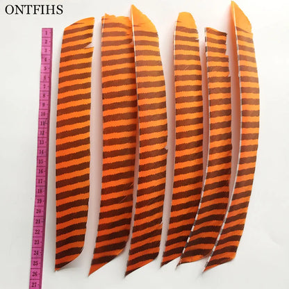 18Pcs/Lot ONTFIHS Archery Fletches Striped Full Length Real Turkey Feather Arrow Feather Fletchings