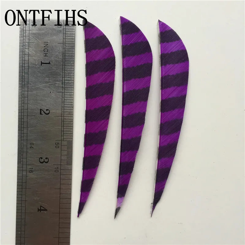 ONTFIHS 4" Parabolic One Side Striped Arrow Feathers Fletchings