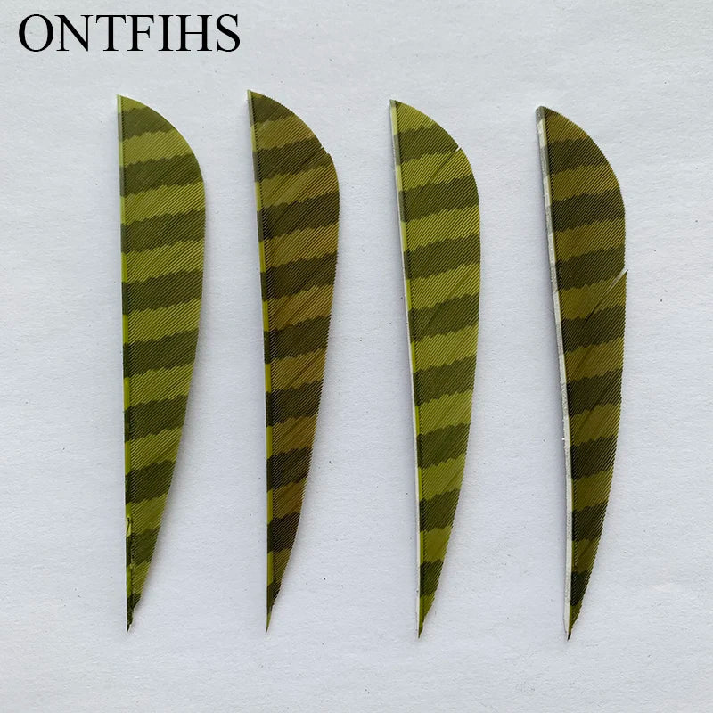 ONTFIHS 4" Parabolic One Side Striped Arrow Feathers Fletchings