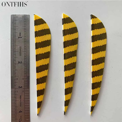 ONTFIHS 4" Parabolic One Side Striped Arrow Feathers Fletchings