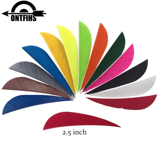 ONTFIHS 2.5" Solid Color Parabolic Arrow Feathers Fletchings For Hunting or Archery Target Shooting- 50 PCS