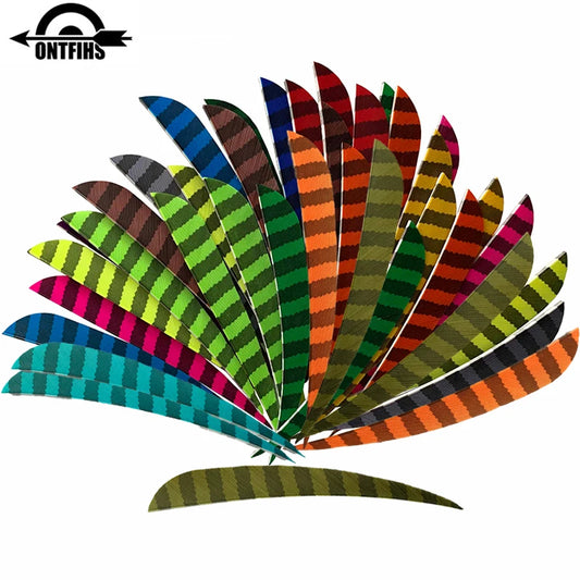 ONTFIHS Parabolic One Side Striped 5" Arrow Feathers Fletchings