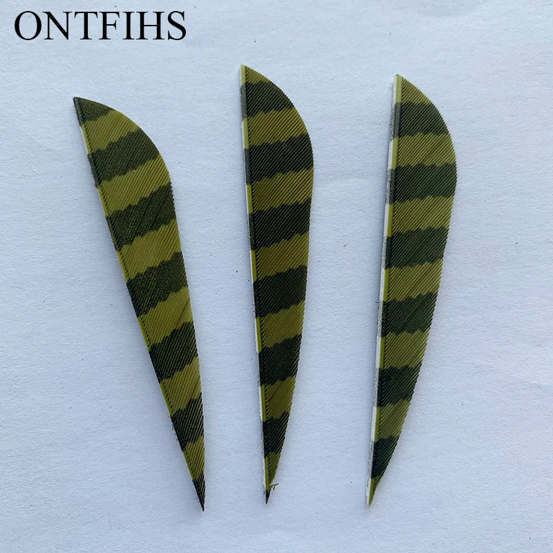 ONTFIHS Parabolic One Side Striped 3" Arrow Feathers Fletchings