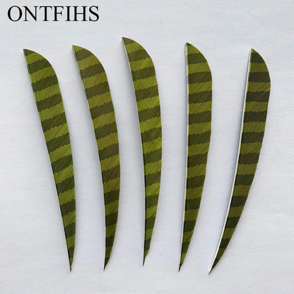 ONTFIHS Parabolic One Side Striped 5" Arrow Feathers Fletchings