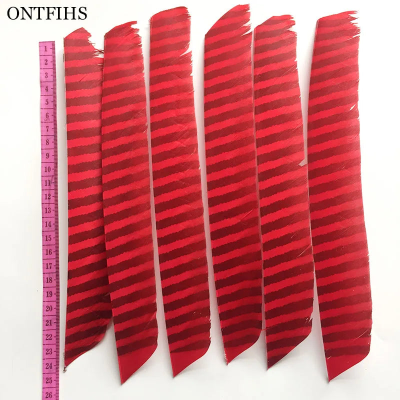 18Pcs/Lot ONTFIHS Archery Fletches Striped Full Length Real Turkey Feather Arrow Feather Fletchings