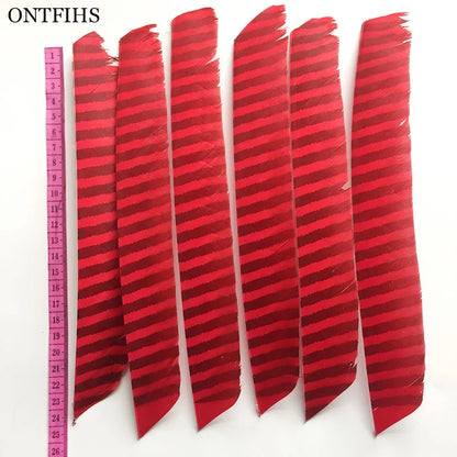 18Pcs/Lot ONTFIHS Archery Fletches Striped Full Length Real Turkey Feather Arrow Feather Fletchings