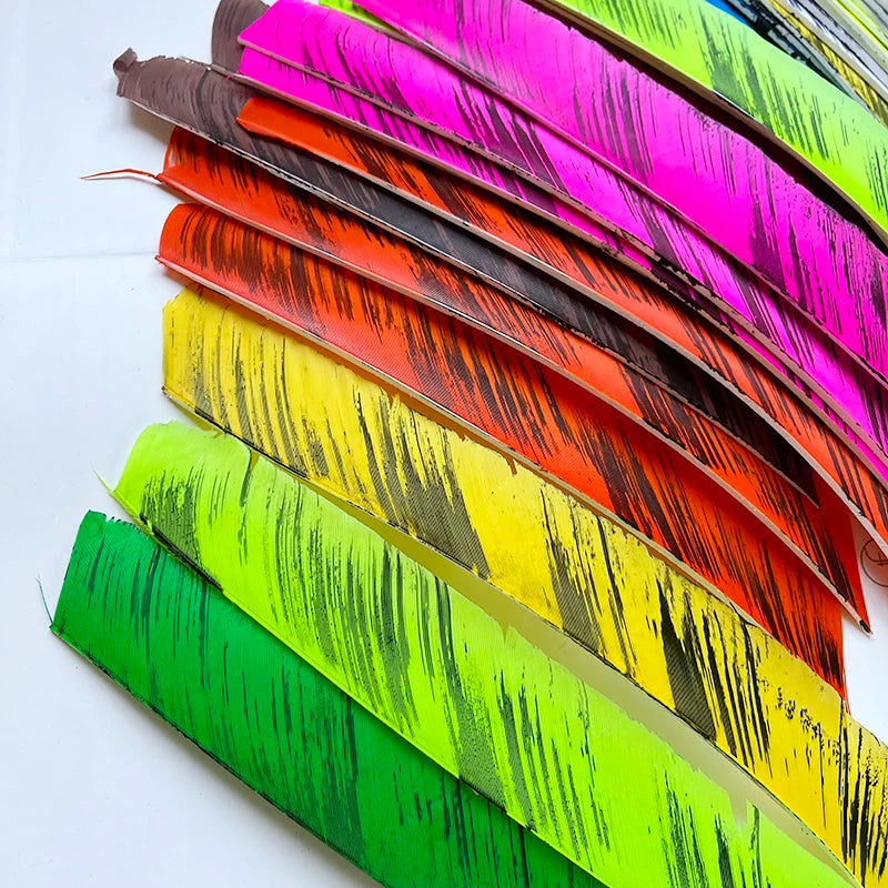 18PCs /Lot  Archery Feathers Fletches Full length Real Turkey Feather Arrow Fletchings Ink Pattern