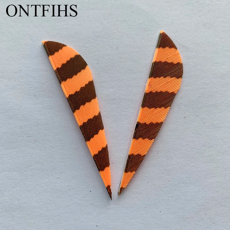 ONTFIHS Parabolic One Side Striped 2.5" Arrow Feathers Fletchings