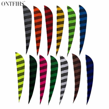 ONTFIHS 4" Parabolic One Side Striped Arrow Feathers Fletchings