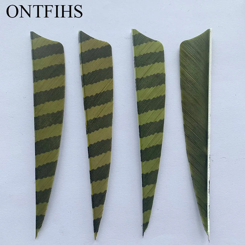 ONTFIHS Shield One Side Striped 4" Arrow Feathers Fletchings