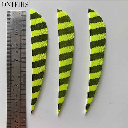 ONTFIHS 4" Parabolic One Side Striped Arrow Feathers Fletchings