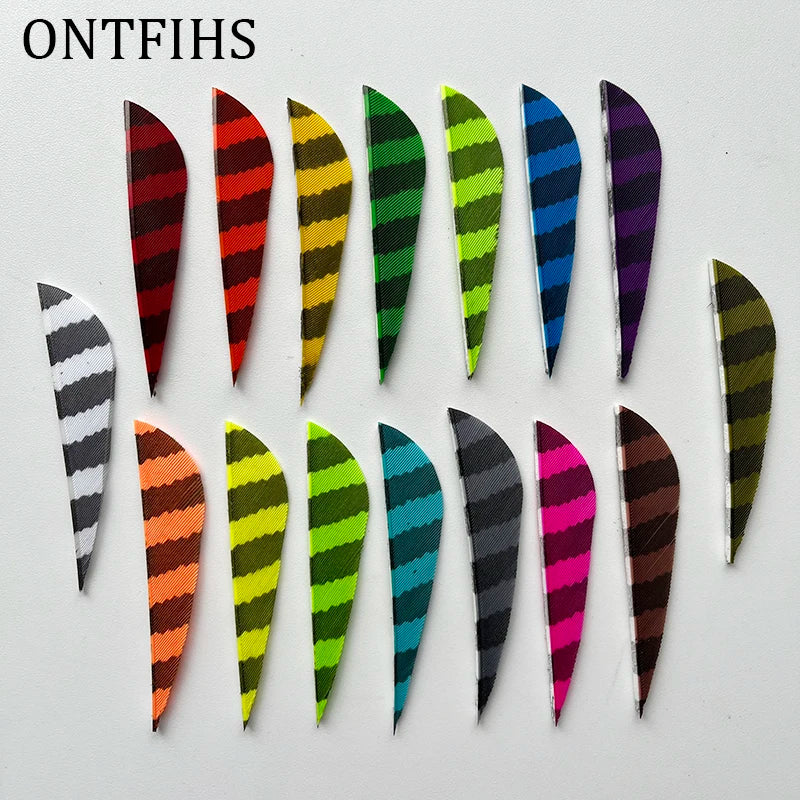 ONTFIHS Parabolic One Side Striped 2.5" Arrow Feathers Fletchings