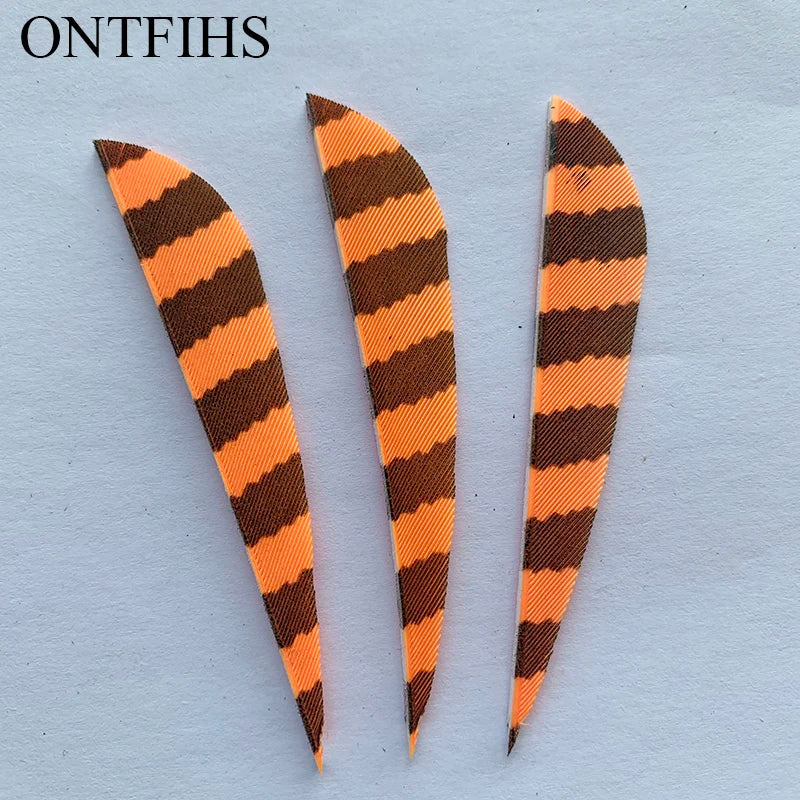 ONTFIHS Parabolic One Side Striped 3" Arrow Feathers Fletchings