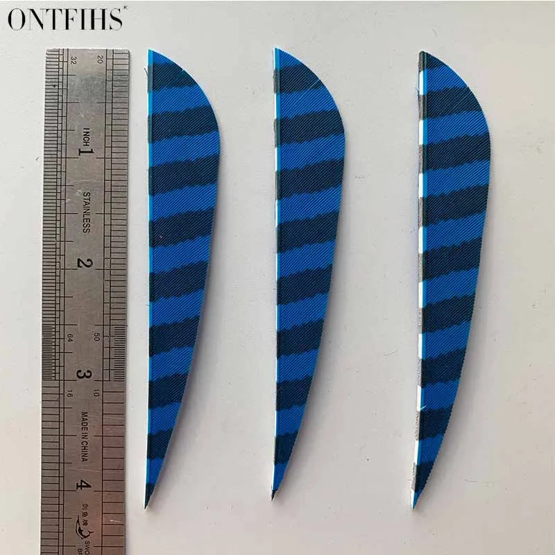 ONTFIHS 4" Parabolic One Side Striped Arrow Feathers Fletchings