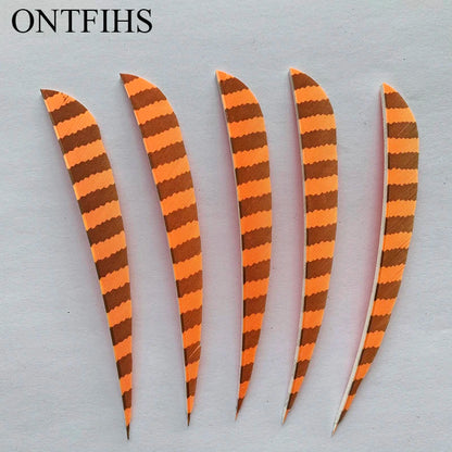 ONTFIHS Parabolic One Side Striped 5" Arrow Feathers Fletchings