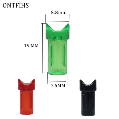 ONTFIHS 100 PCS Push-In Nocks For ID 7.6mm OD 8.8mm Crossbow Arrow Shaft