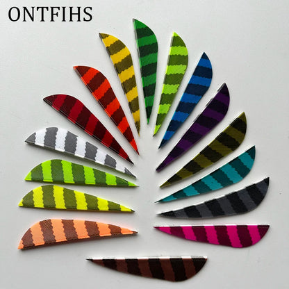 ONTFIHS Parabolic One Side Striped 2.5" Arrow Feathers Fletchings