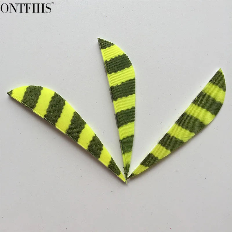 ONTFIHS Parabolic One Side Striped 2.5" Arrow Feathers Fletchings