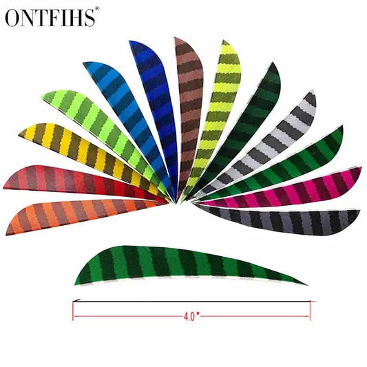 ONTFIHS 4" Parabolic One Side Striped Arrow Feathers Fletchings