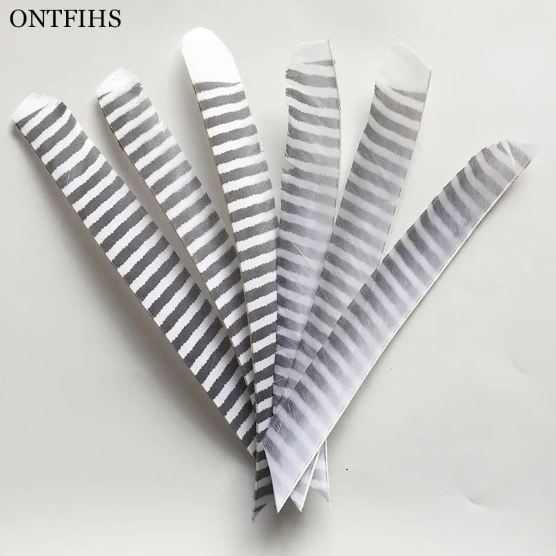 18Pcs/Lot ONTFIHS Archery Fletches Striped Full Length Real Turkey Feather Arrow Feather Fletchings