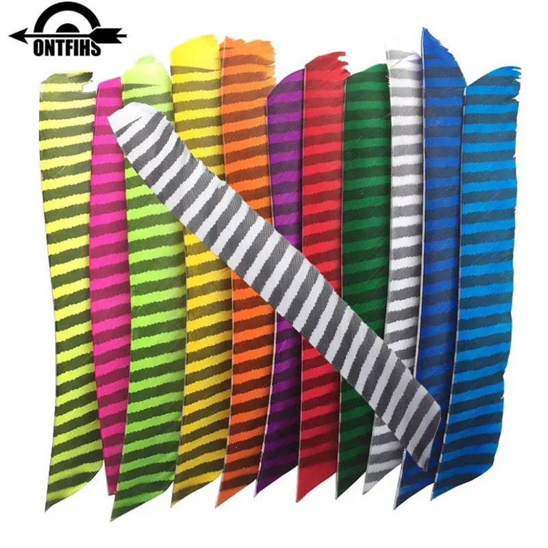 18Pcs/Lot ONTFIHS Archery Fletches Striped Full Length Real Turkey Feather Arrow Feather Fletchings