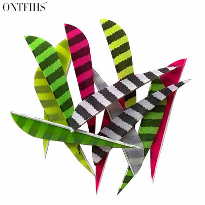 ONTFIHS 4" Parabolic One Side Striped Arrow Feathers Fletchings