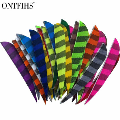 ONTFIHS Parabolic One Side Striped 3" Arrow Feathers Fletchings