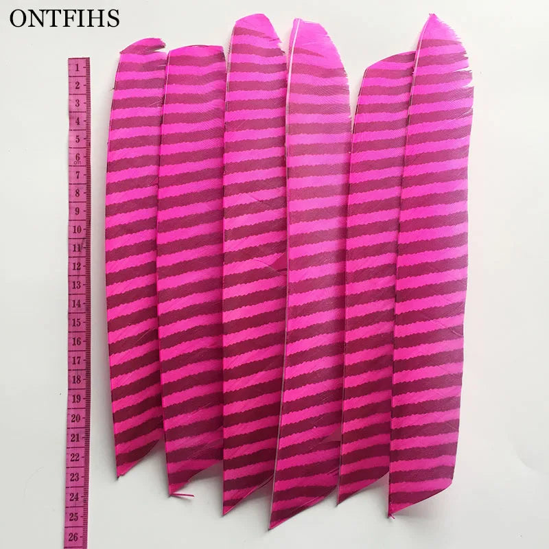 18Pcs/Lot ONTFIHS Archery Fletches Striped Full Length Real Turkey Feather Arrow Feather Fletchings