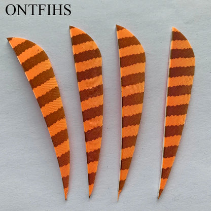 ONTFIHS 4" Parabolic One Side Striped Arrow Feathers Fletchings