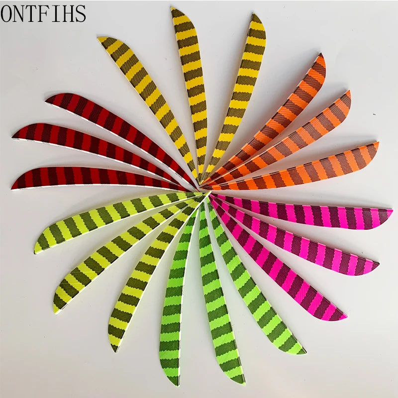 ONTFIHS Parabolic One Side Striped 5" Arrow Feathers Fletchings